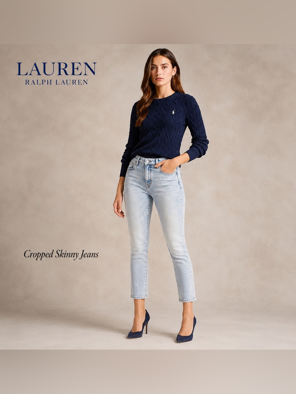 Lauren Ralph Lauren Cropped Skinny Jeans Light Wash | Size 6